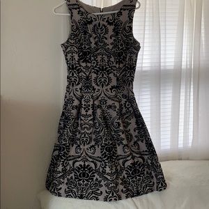 Velvet print flare dress